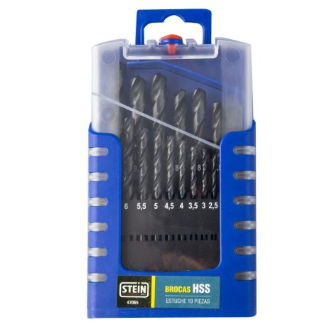 DRILL BIT SET HSS STEIN 1 TO 10 MM DIN 338 19 PIECES